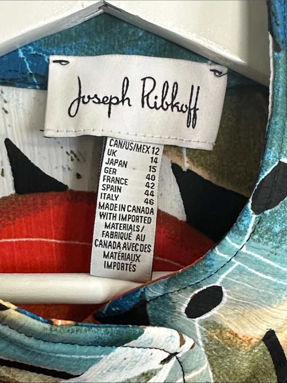 Joseph Ribkoff Tunic Button Up Swing Jacket Leaf Print Artsy Womens Size 12 - Picture 7 of 12